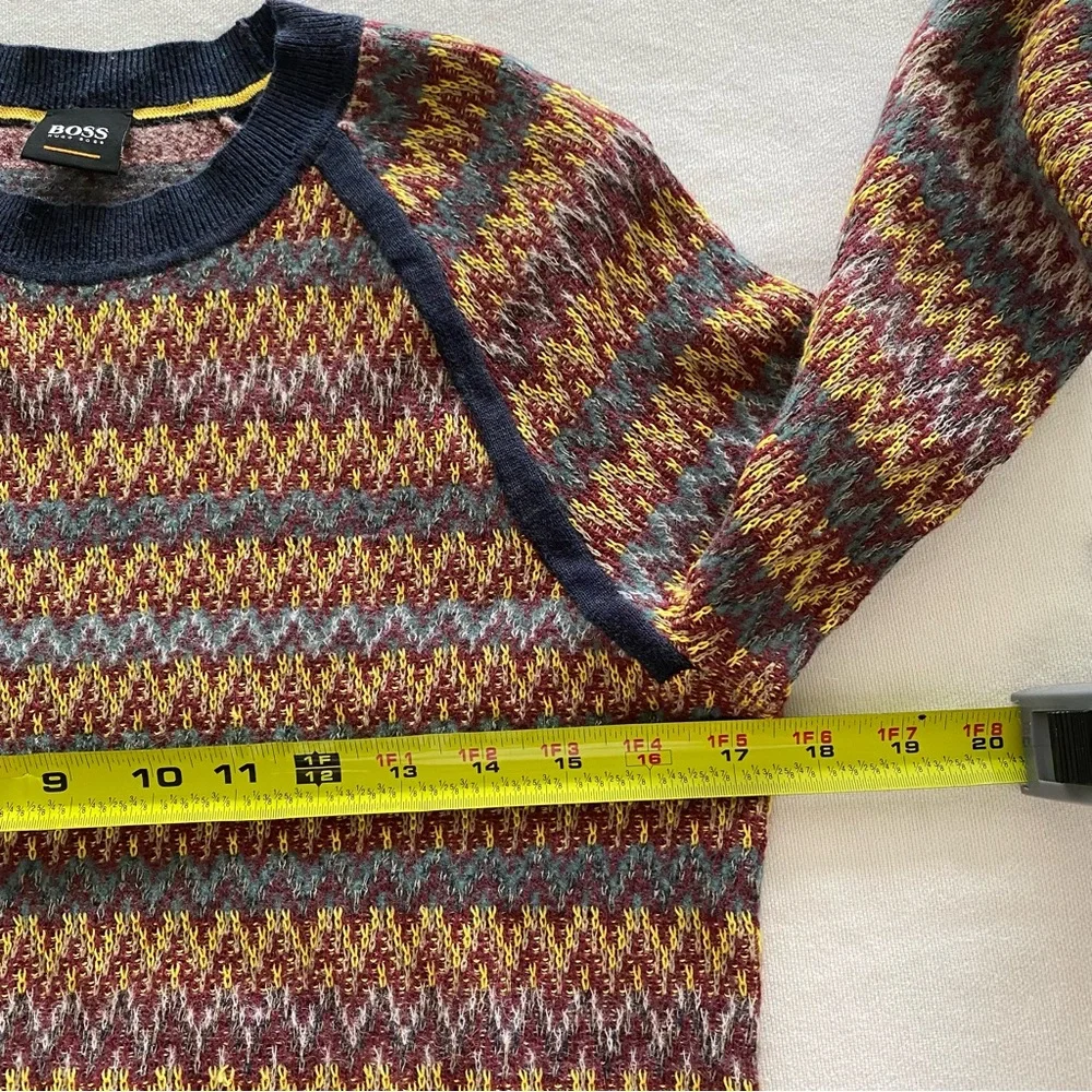 Hugo Boss Multicolor Crew Neck Sweater Size S Wool Blend Alpaca Cotton Fall